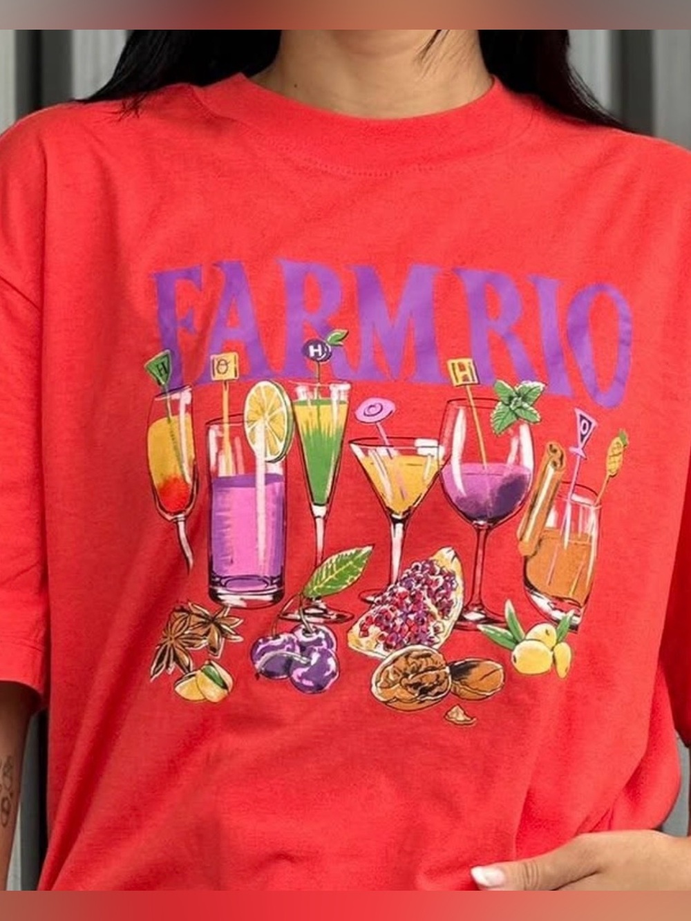 Farm Rio "Drinks" T Shirt unworn no tags